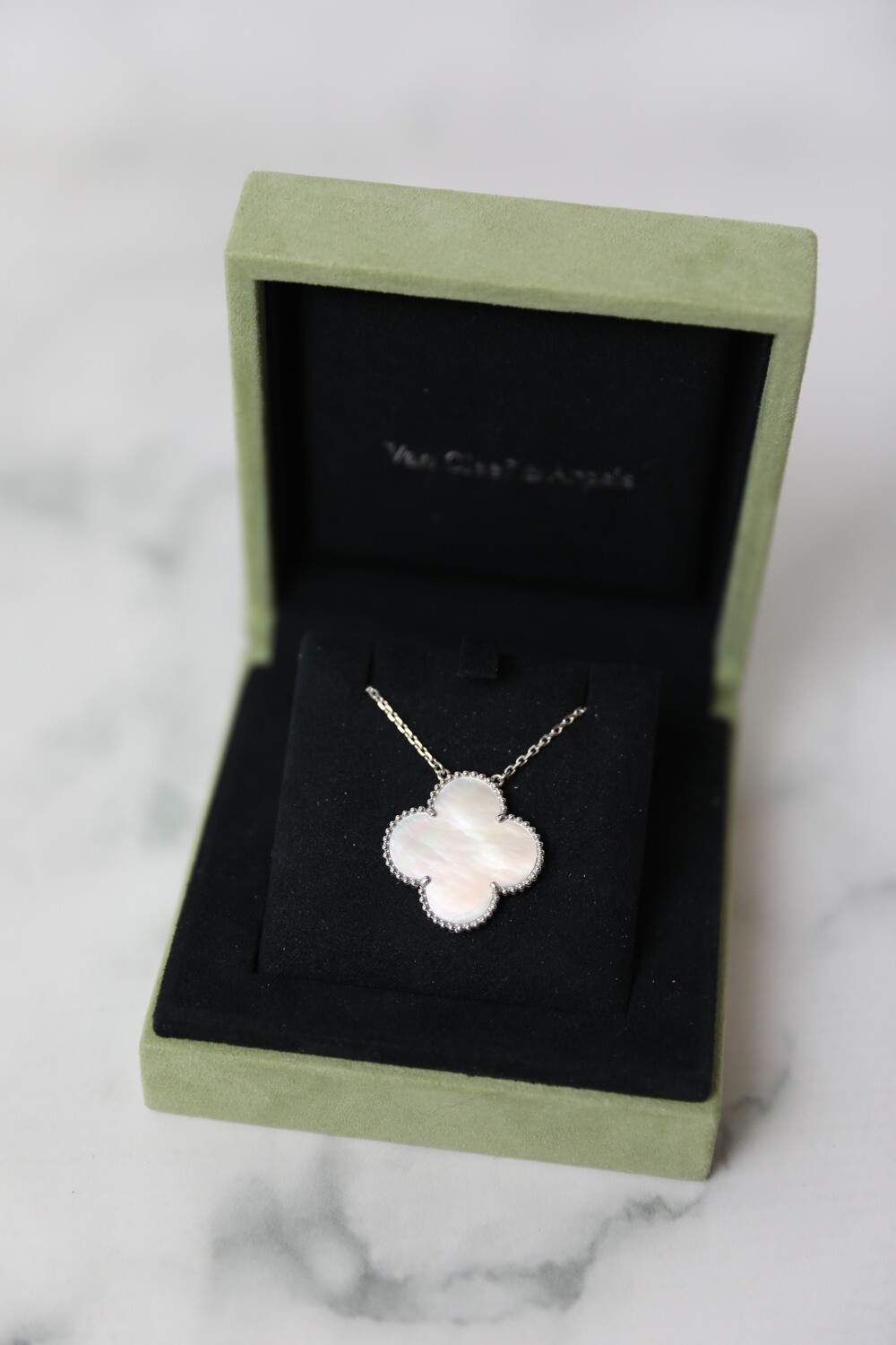 Van Cleef and Arpels Alhambra Mother of Pearl Necklace, Preowned in Box WA001