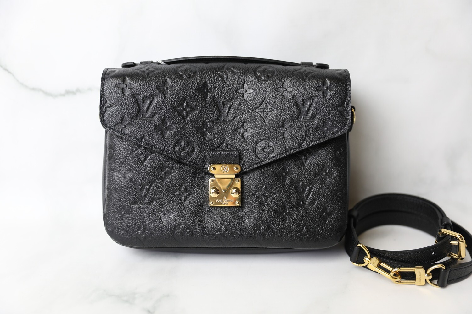 Louis Vuitton Pochette Metis, Black Empriente, Preowned in Box WA001