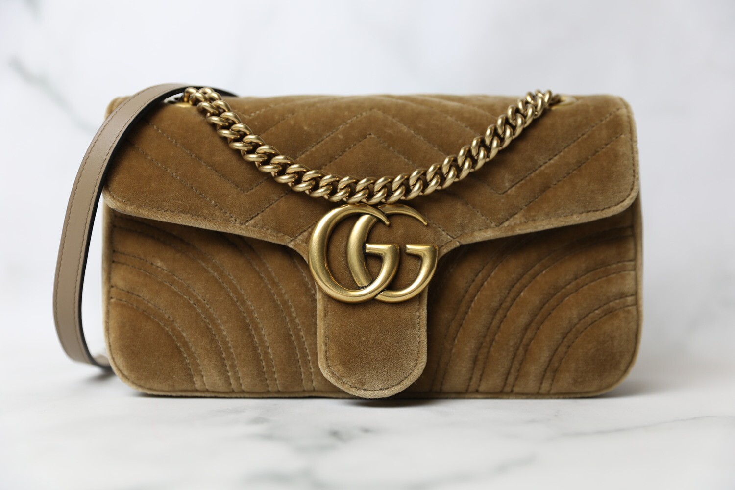 Gucci Marmont Small, Brown Velvet, New in Box WA001