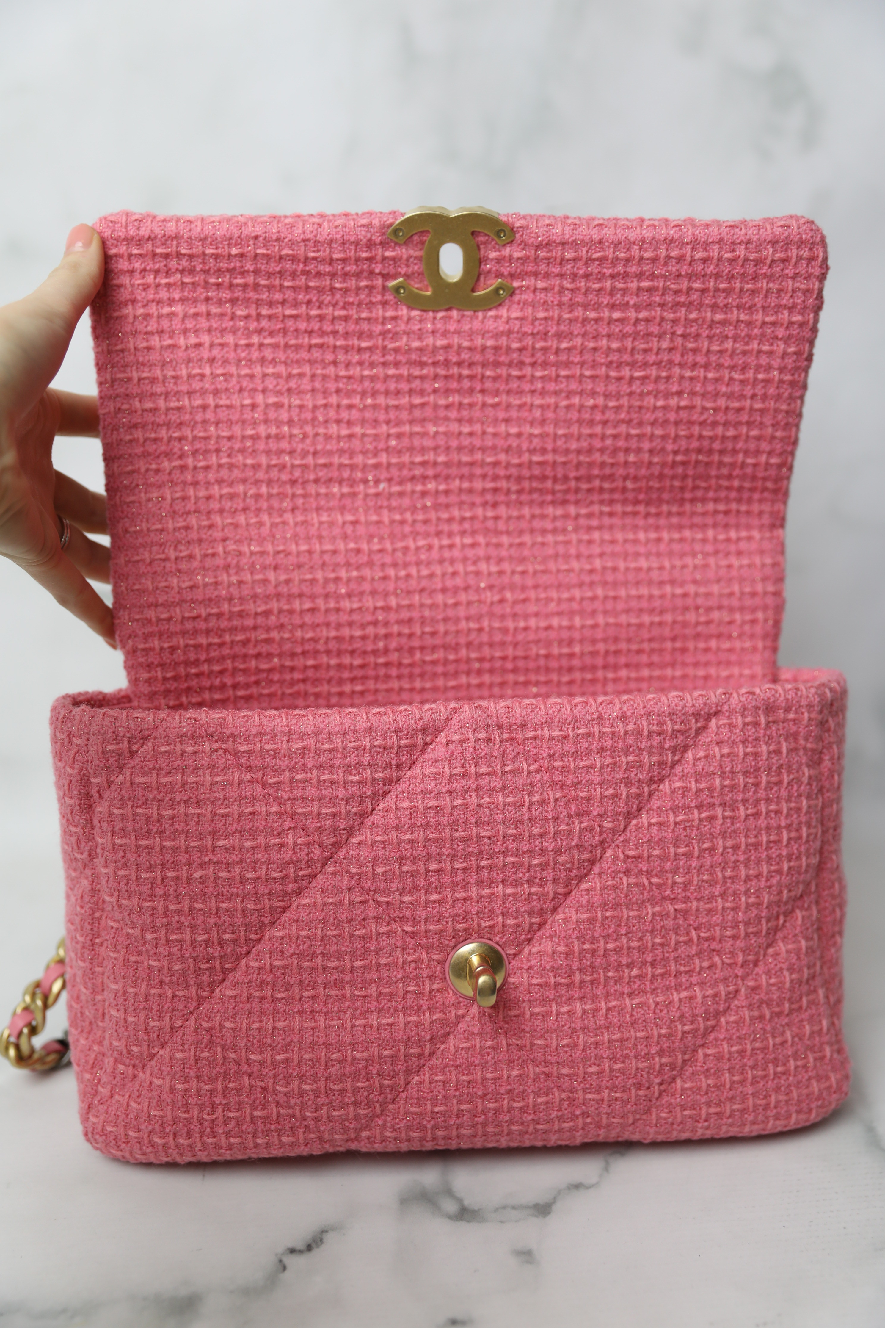 Chanel 19 Large, Pink Tweed, New in Box WA001 - Julia Rose Boston