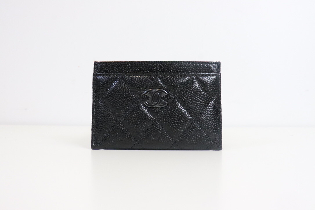 Chanel SLG So Black Caviar Card Holder, New in Box