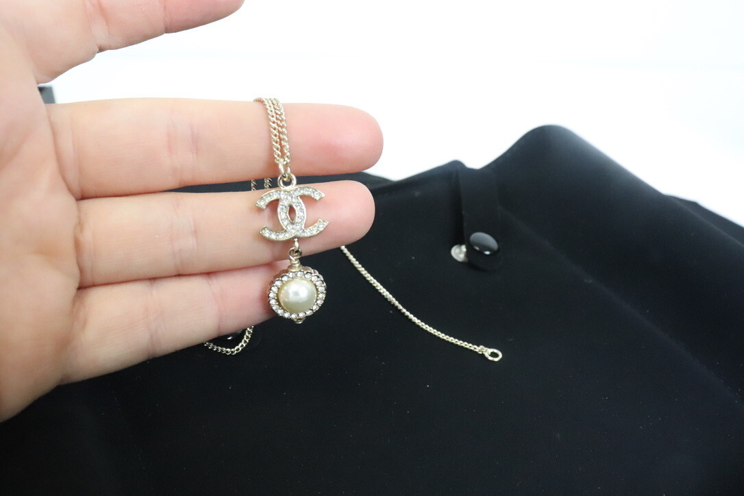 Chanel Necklace Pearl with Crystal Drop, New in Box