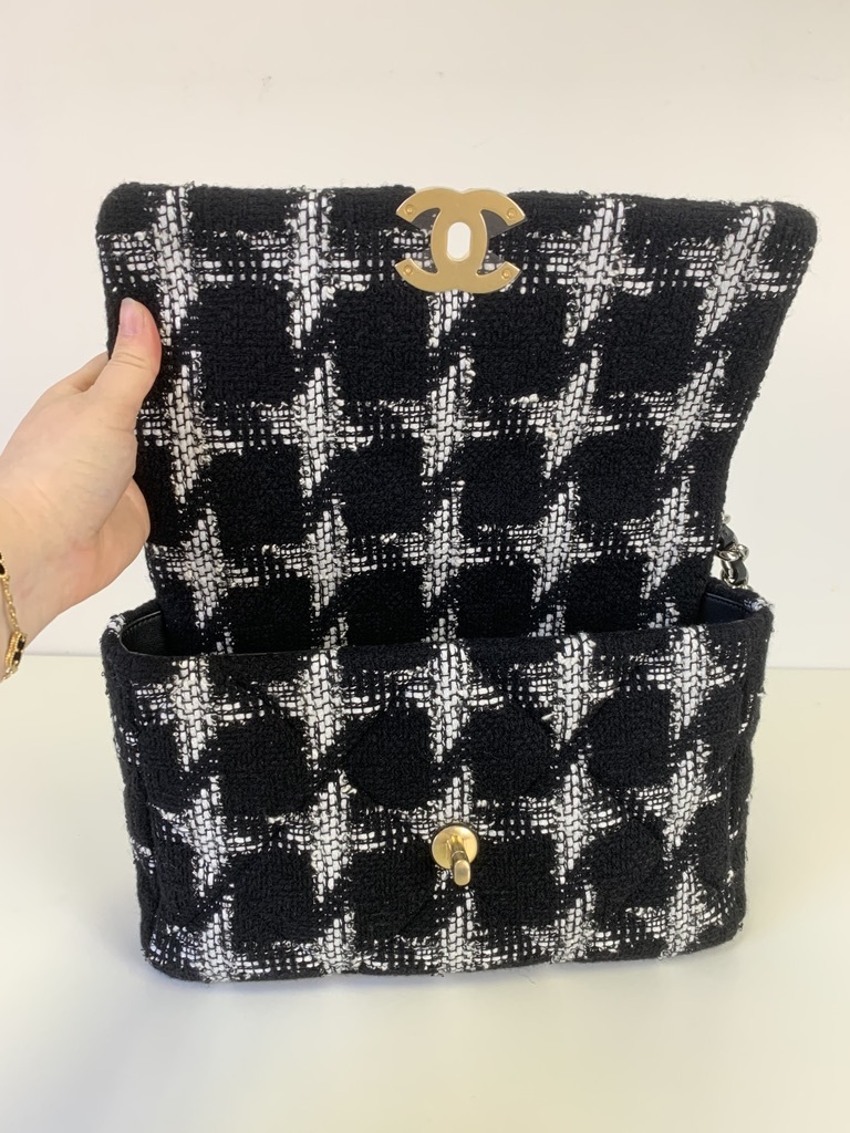 Chanel 19 Large Tweed Black and White, New in Dustbag - Julia Rose Boston