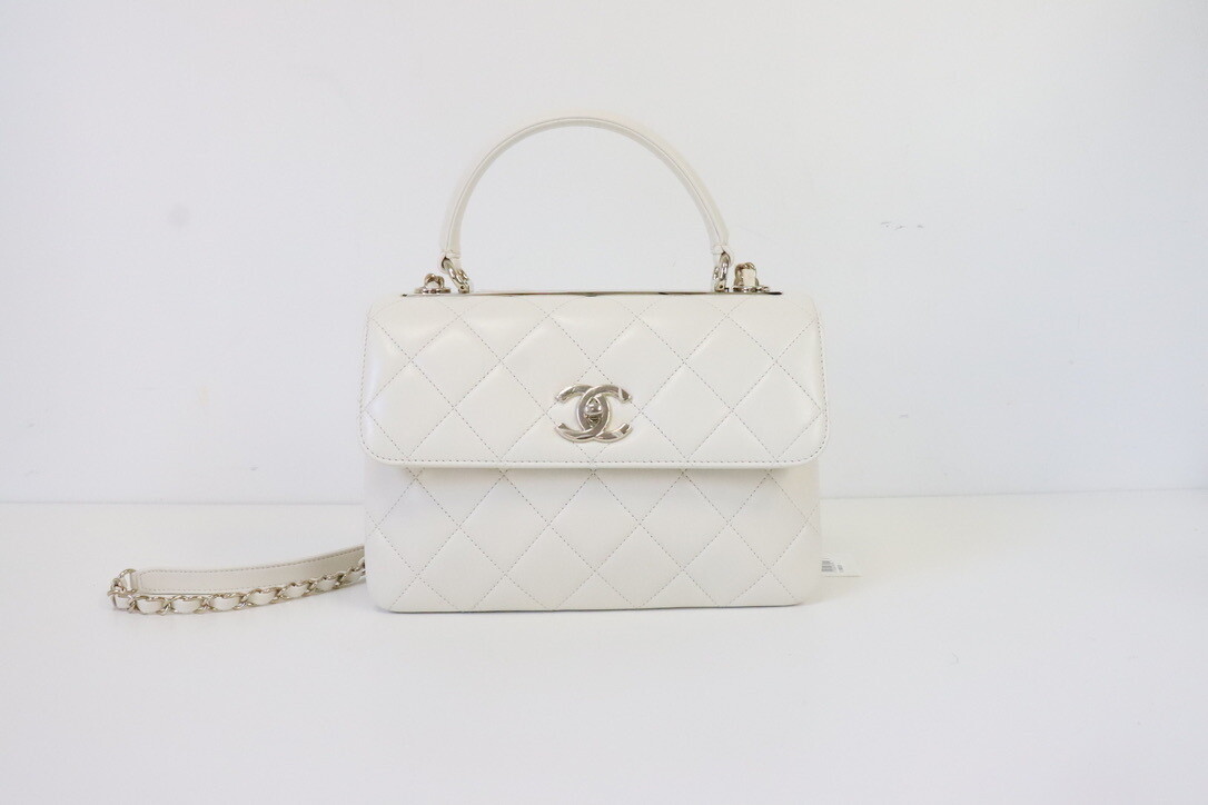 Chanel Trendy Small Ivory 20K Lambskin Leather, Gold Hardware, As New in Dustbag