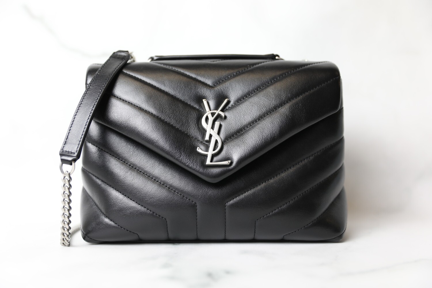 Saint Laurent Lou Lou Small, Black with Silver Hardware, Preowned in dustbag WA001