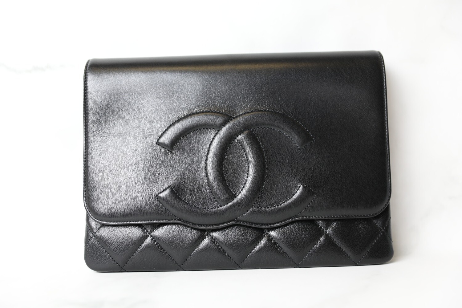 Chanel Clutch, Black Lambskin, New in Box