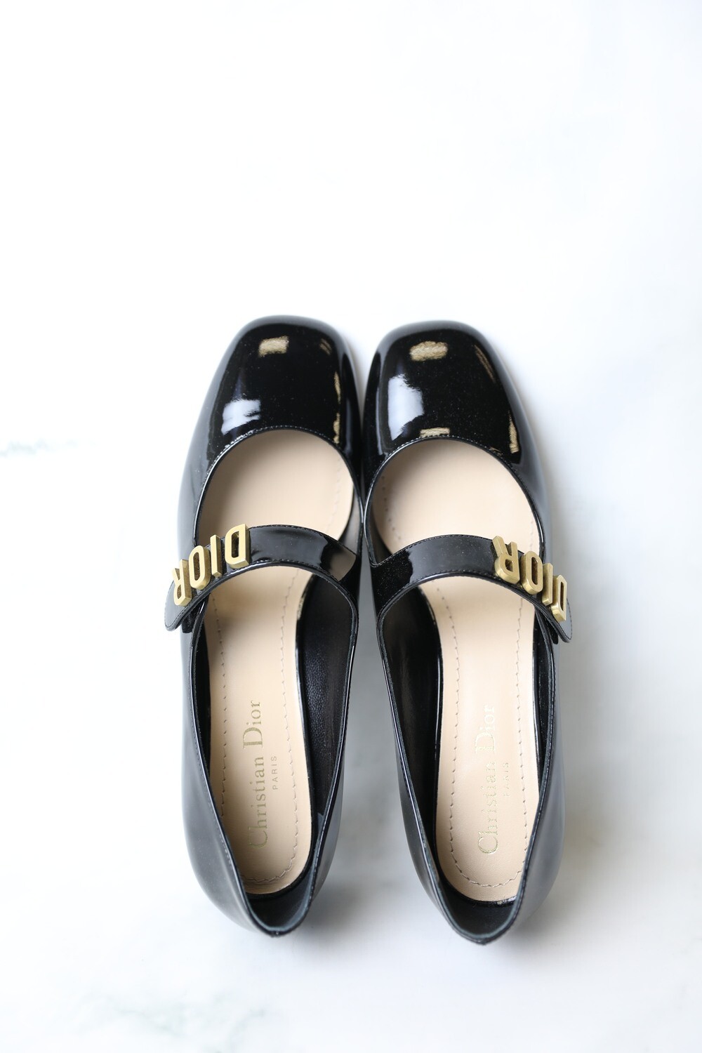 Dior Baby D Mid Heels, Black Patent, Size 39, New in Box WA001