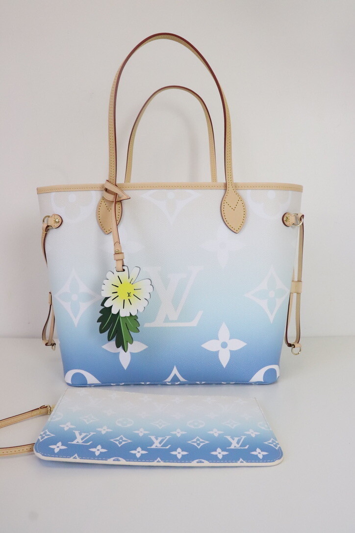 Louis Vuitton Pool Neverfull MM Cream/Blue, New in Dustbag