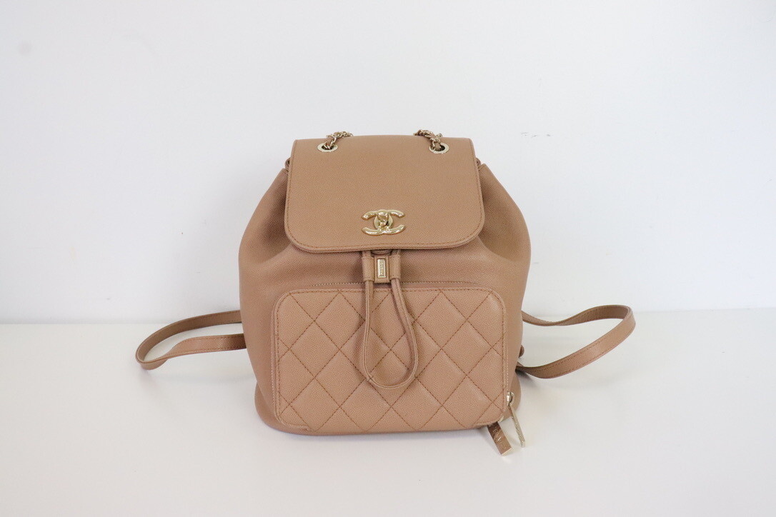 Chanel Backpack Business Affinity Caramel Caviar Leather, Gold Hardware,  Preowned in Dustbag