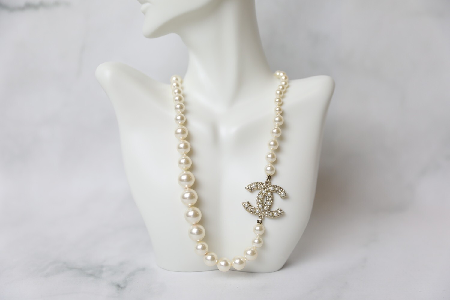 Chanel Necklace Pearls with Crystal CC, New in Box GA001 MA001