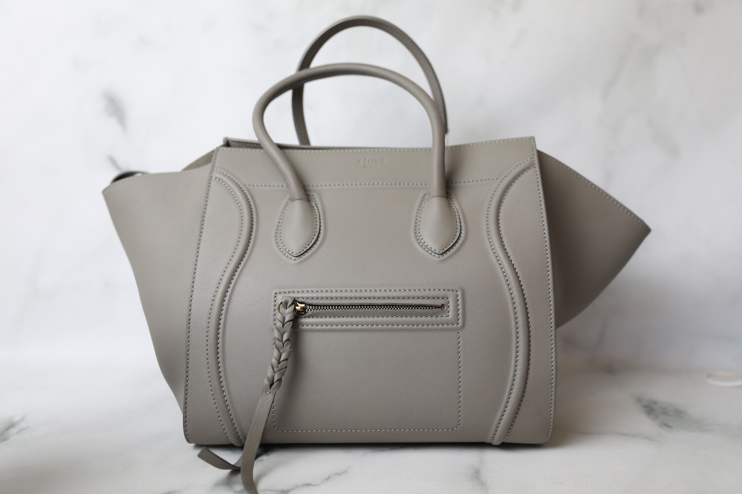 Celine Phantom Luggage Medium, Grey Smooth Leather, Preowned in Dustbag WA001