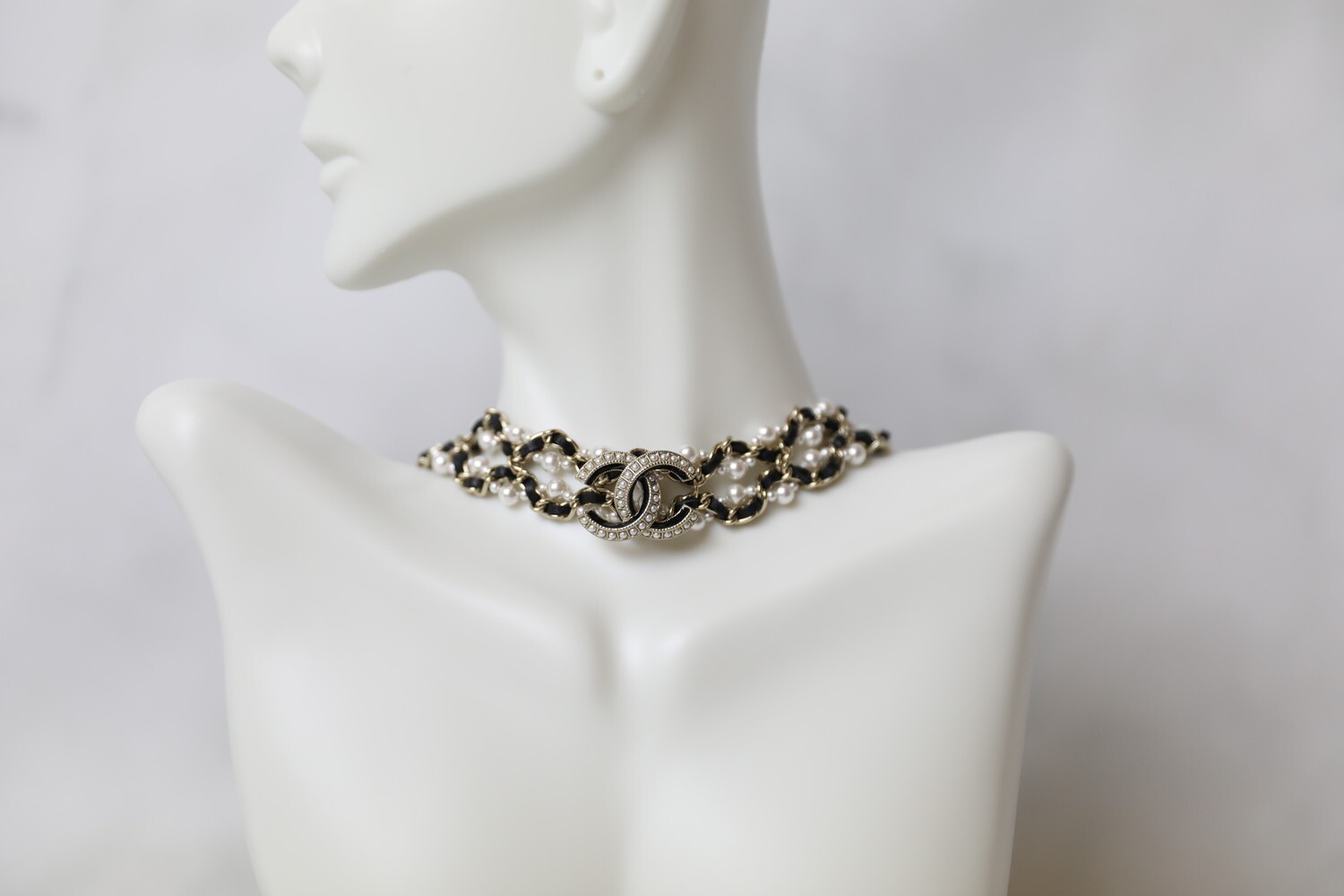 Chanel Pearl and Leather Choker Necklace, New in Box WA001