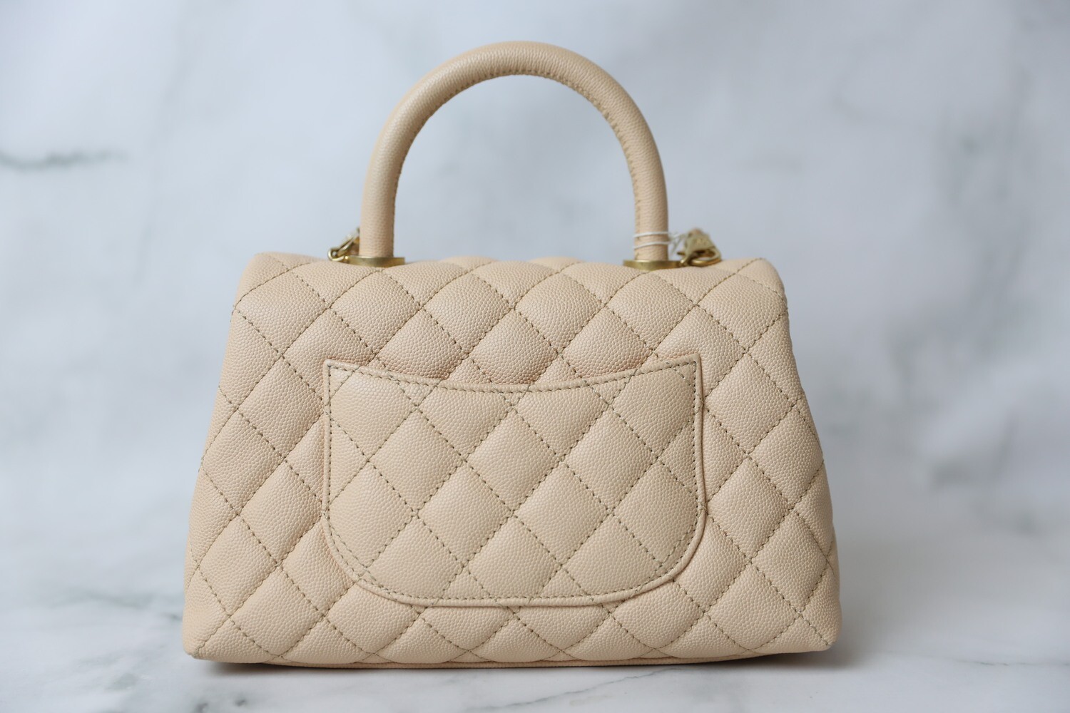 Chanel Coco Handle Mini Beige Caviar With Gold Hardware Preowned In Dustbag Wa001