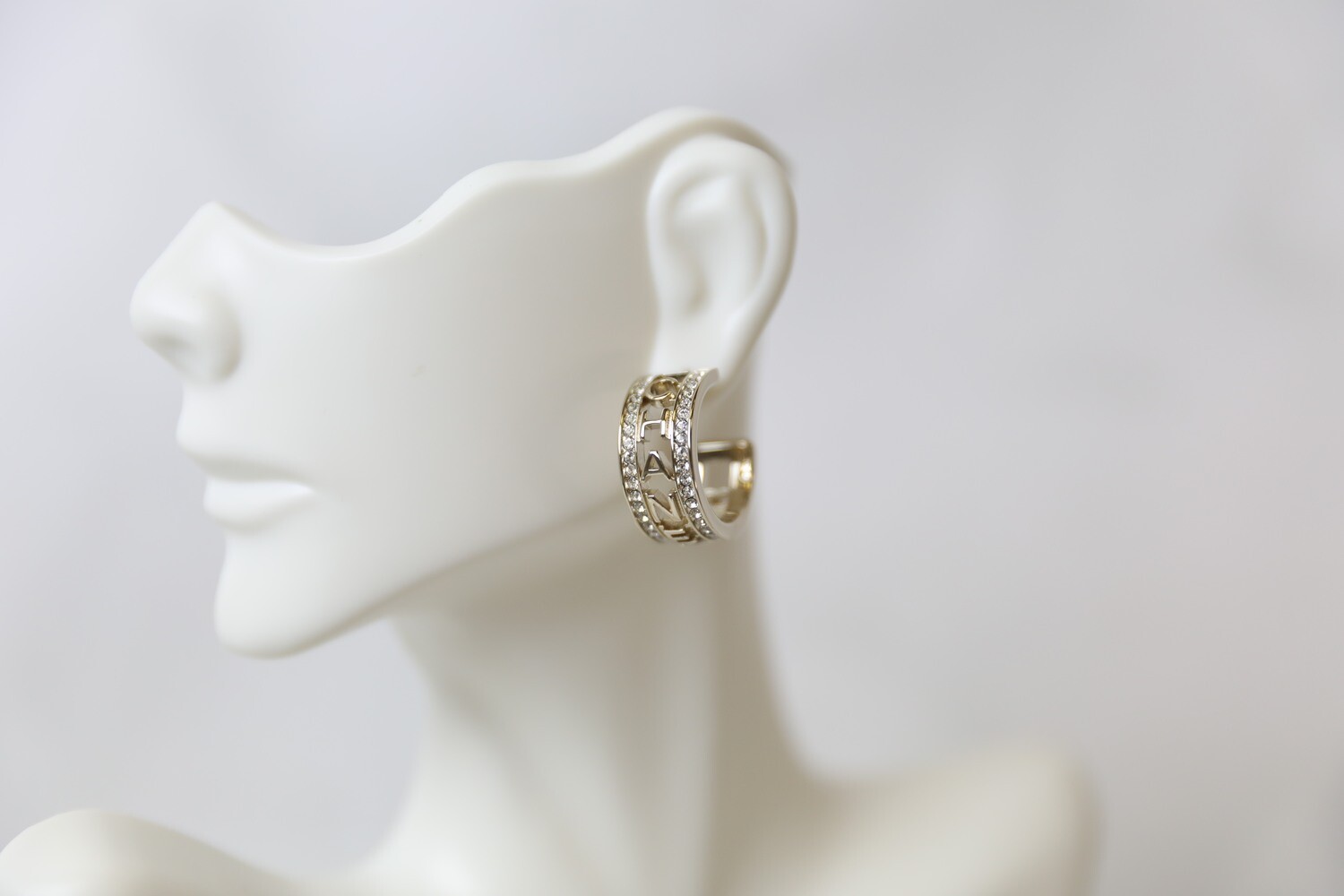 Chanel Earrings Hoops Gold with Crystal, 20B (AB4840), New in Box WA001