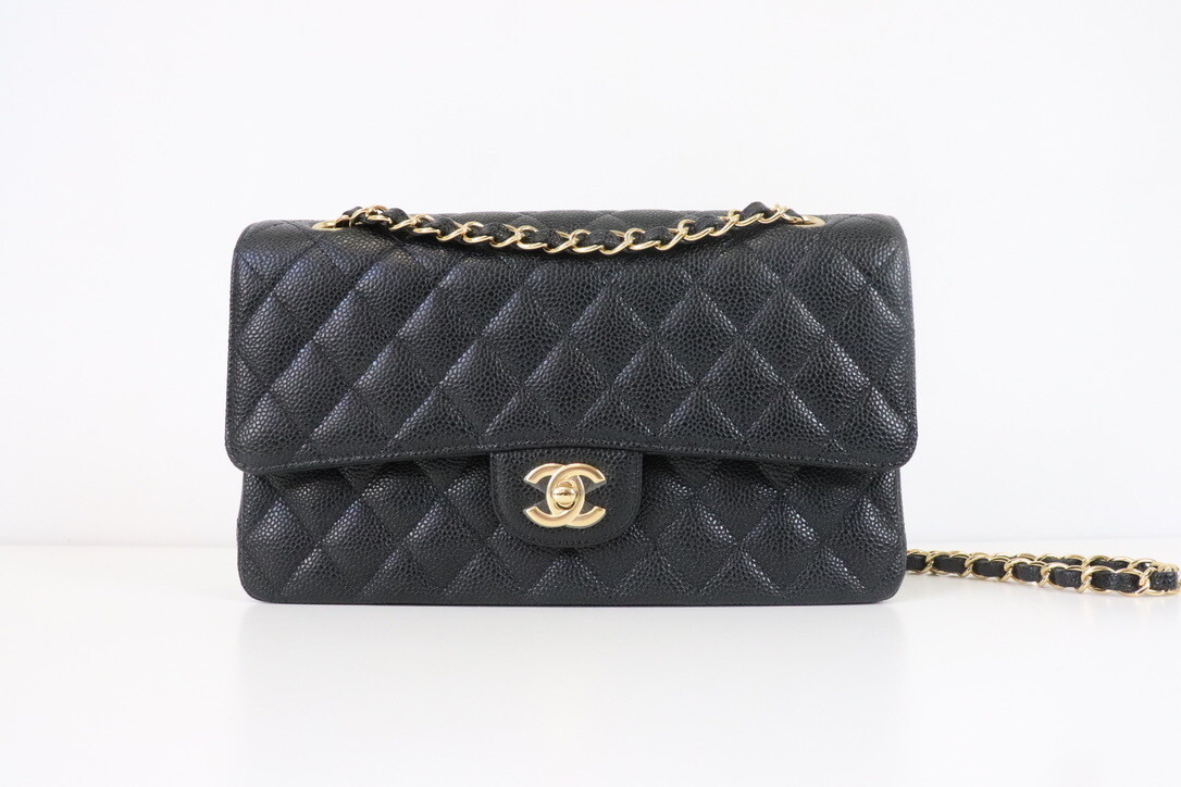 Chanel Classic Medium Double Flap Black Caviar Leather Gold Hardware New In Dustbag Ships Duty Free