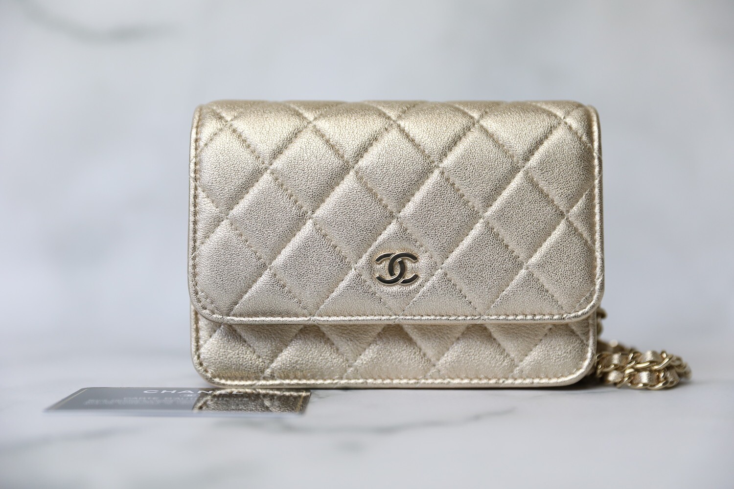 Chanel Wallet on Chain Mini, Gold Lambskin with Gold Hardware, New in