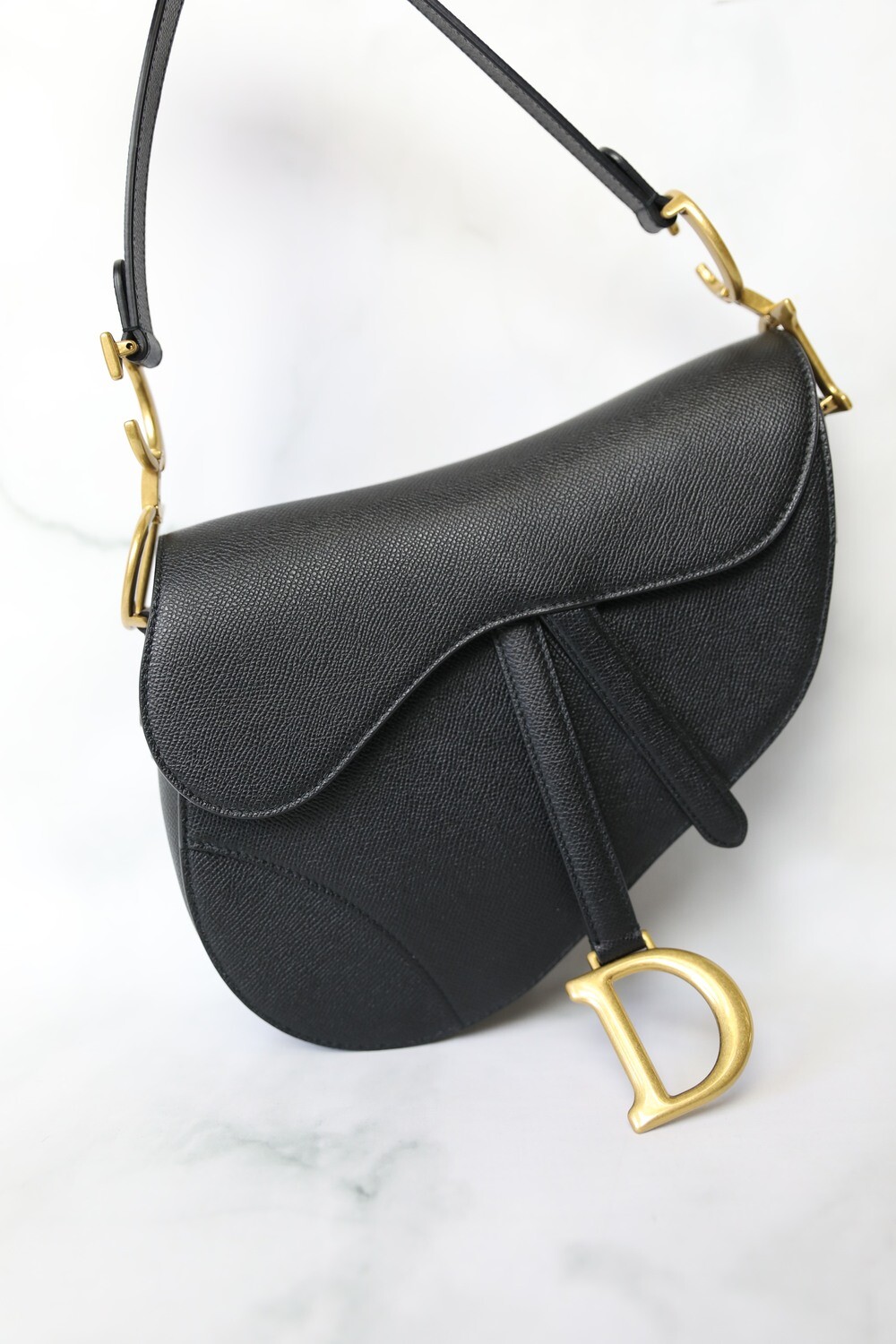 Dior Saddle, Black with Gold Hardware, Preowned With Canvas Strap - No Dustbag (Ships From London)