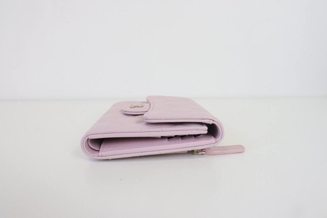 Chanel SLG Wallet, 21S Pink Rose Clair Caviar Leather, Gold