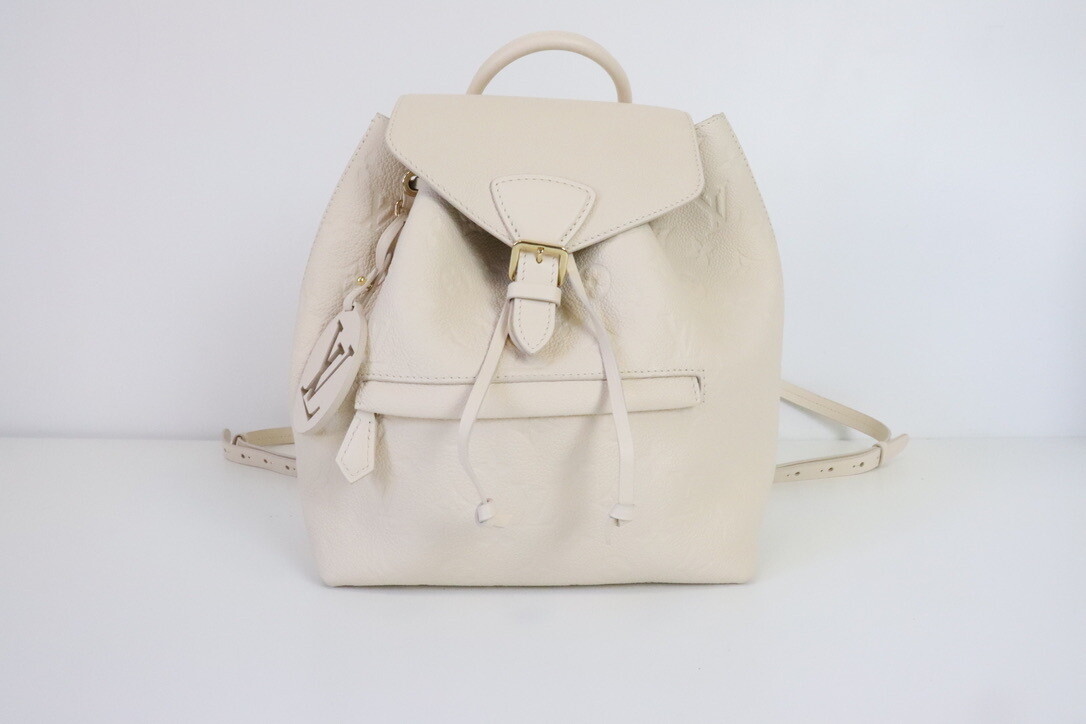 Louis Vuitton Backpack Montsouris, Ivory Empreinte Leather, Preowned in Dustbag