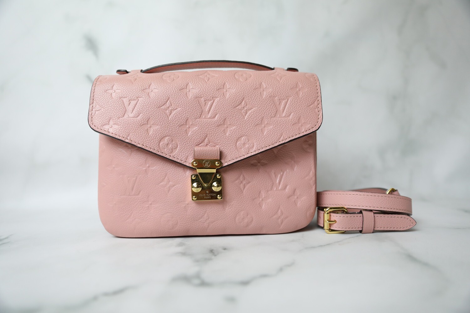 Louis Vuitton Pochette Metis, Pink Empreinte Leather, Preowned in Box WA001