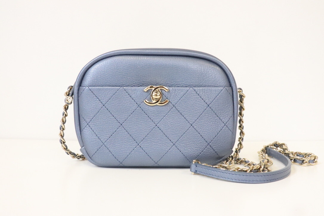 Chanel Camera Bag Blue with Gold Hardware, Preowned in Dustbag Julia
