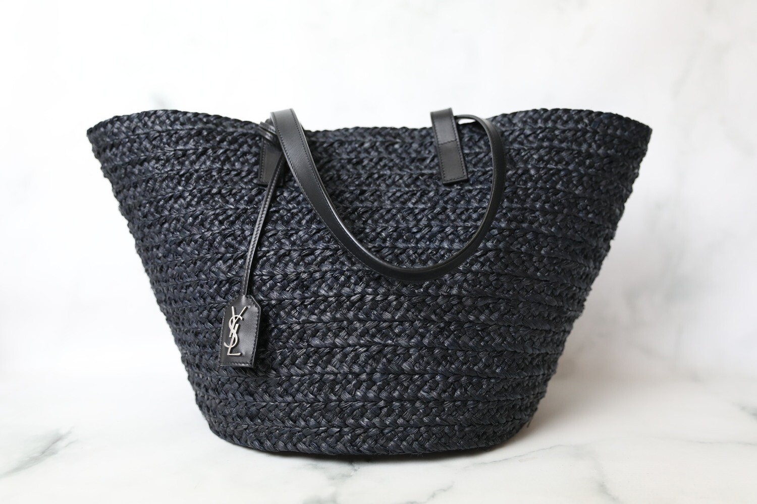 Saint Laurent Raffia Tote, Black, New in Dustbag WA001