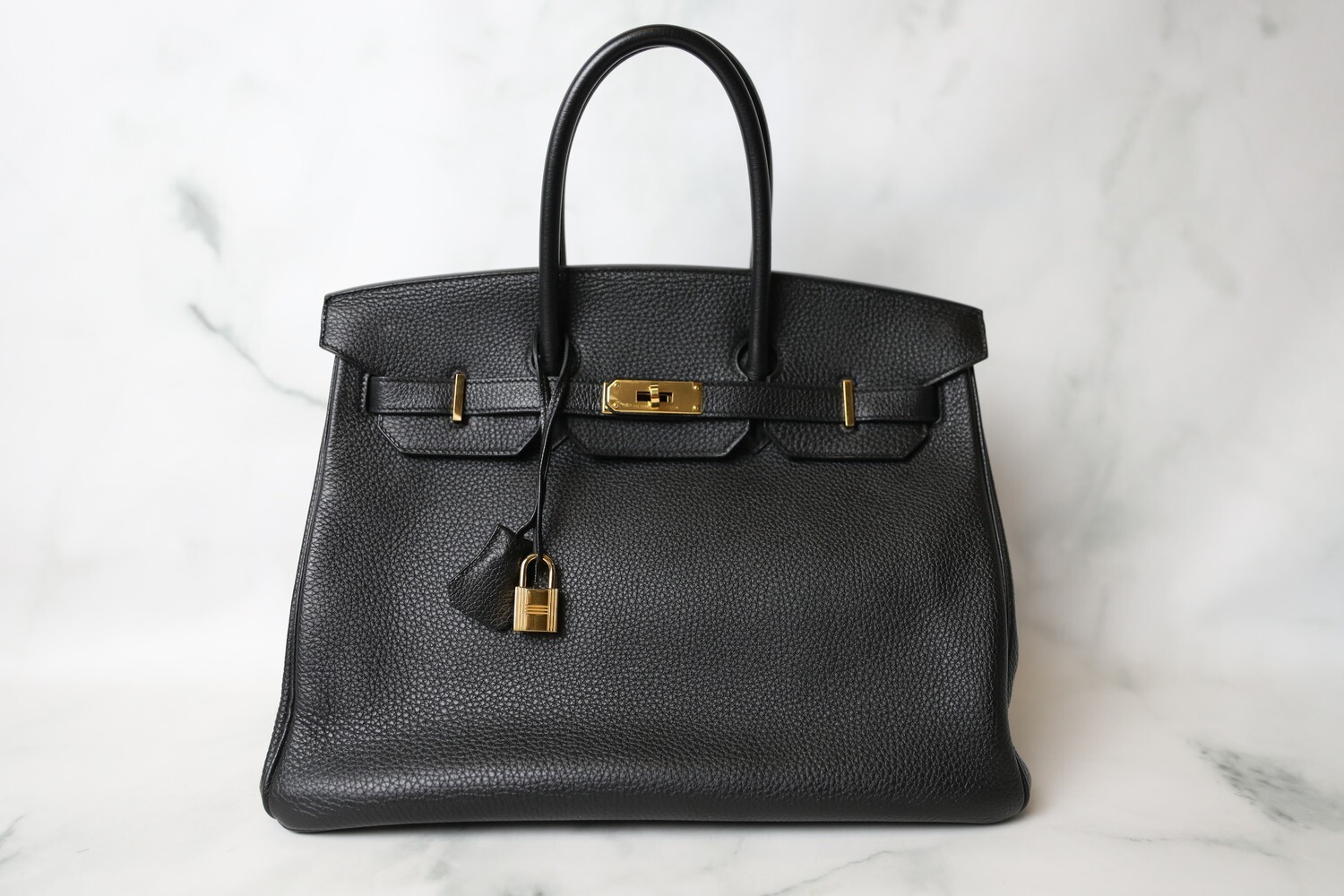 Hermes Birkin 35, Black with Gold Hardware, Preowned in Box WA001