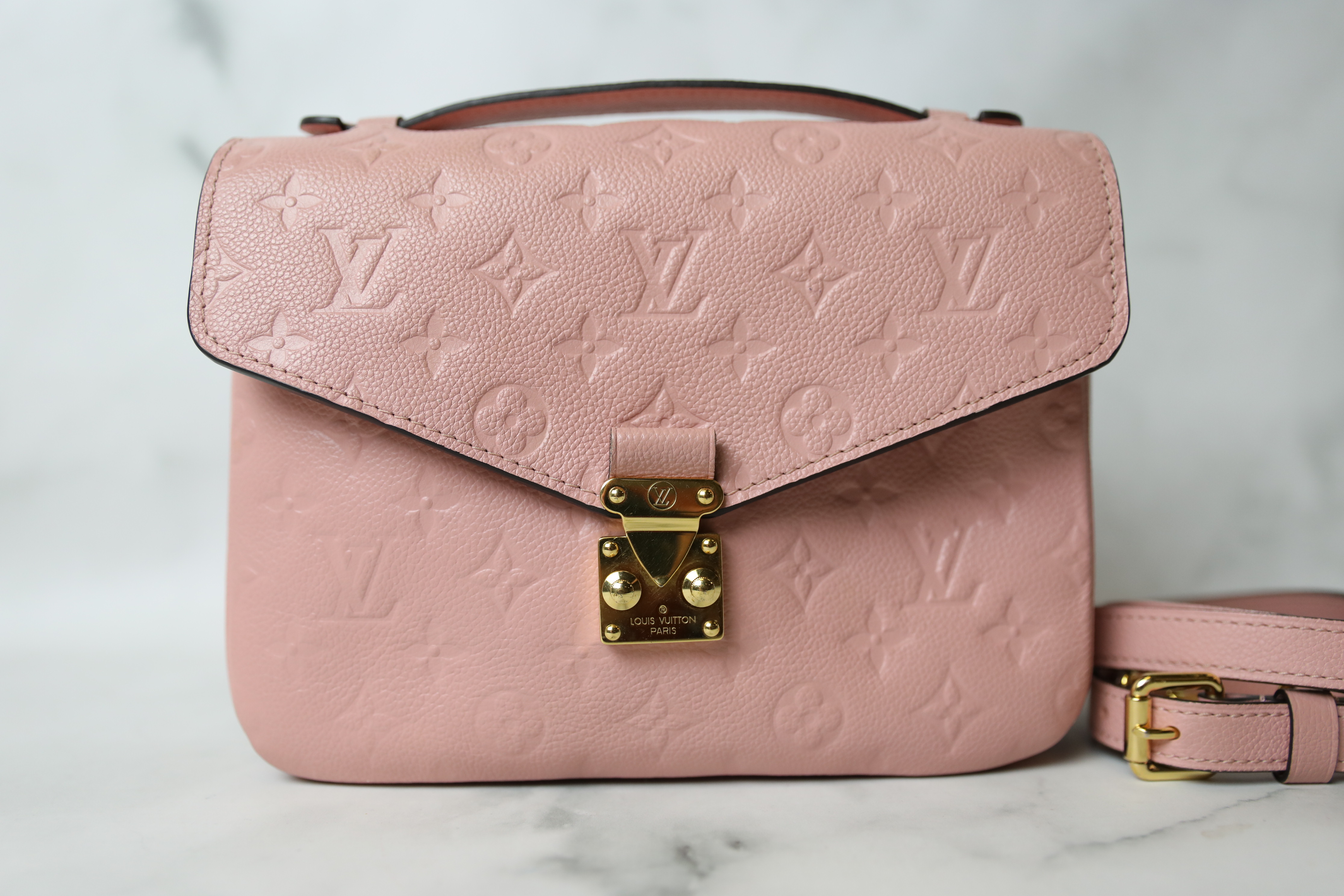 Louis Vuitton Pochette Metis, Pink Empreinte Leather, Preowned in Dustbag  WA001