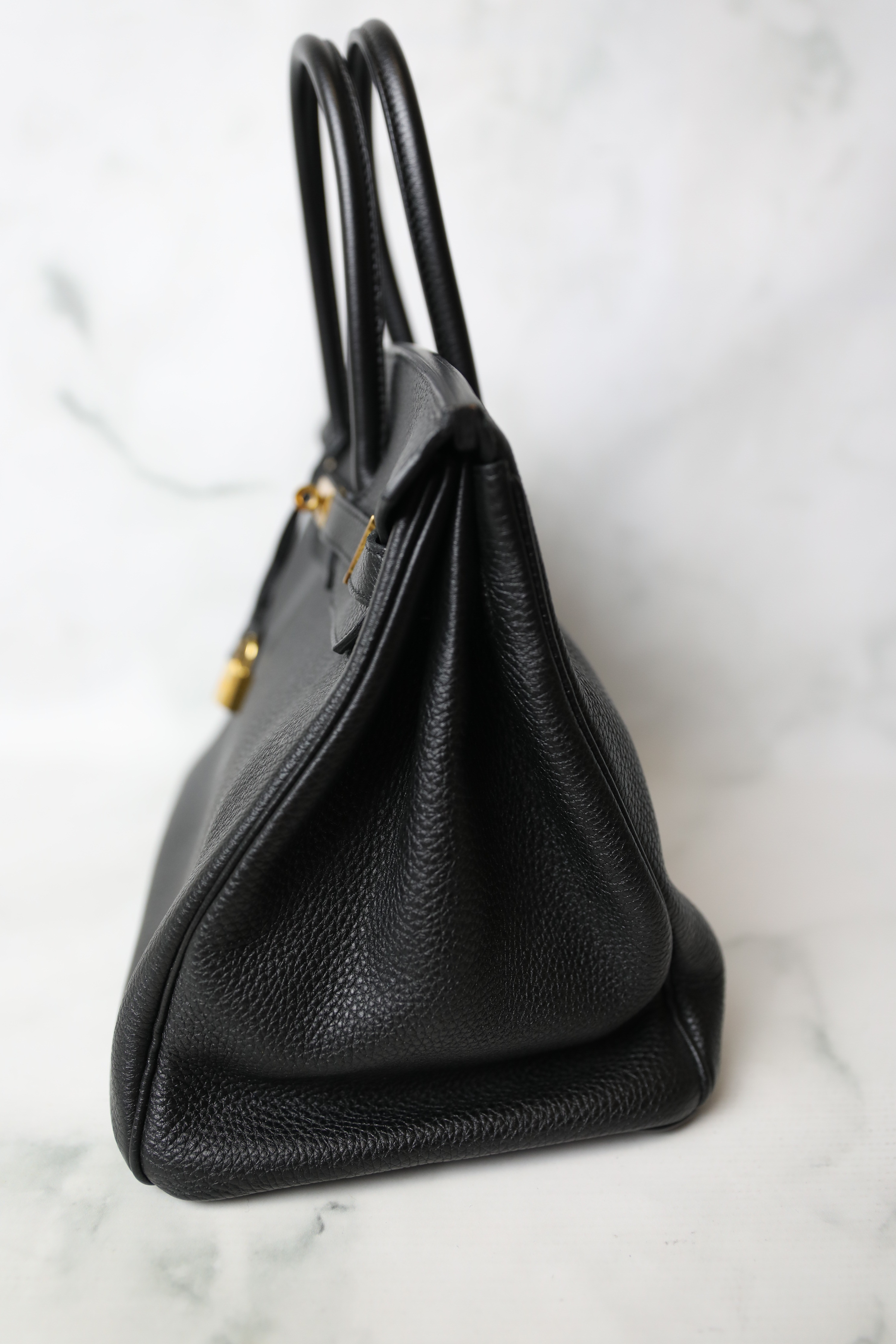 Hermes Birkin handbag 35cm in black and fuchsia pink cro…