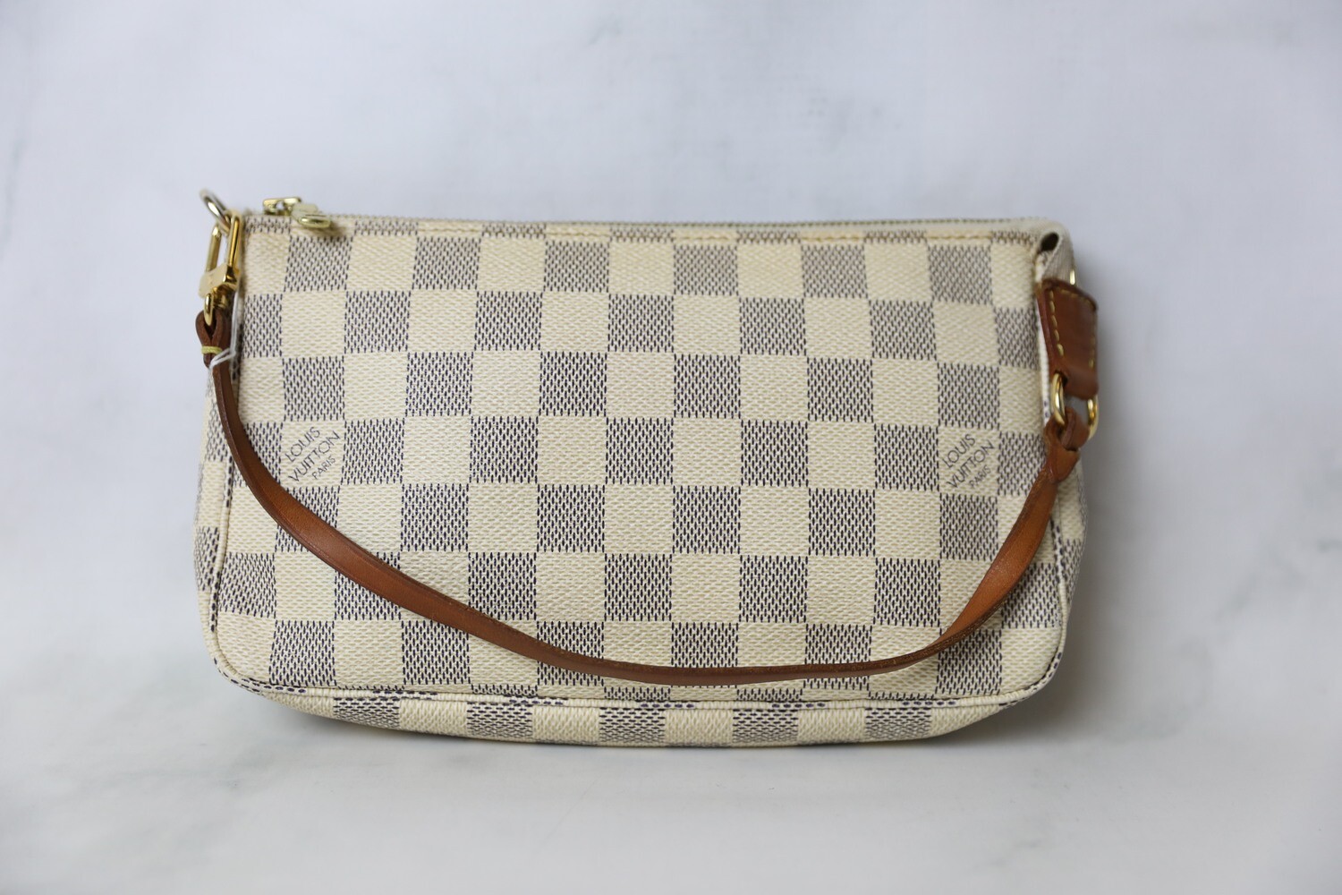 Louis Vuitton Pochette Accessories, Damier Azur, Preowned in Dustbag WA001