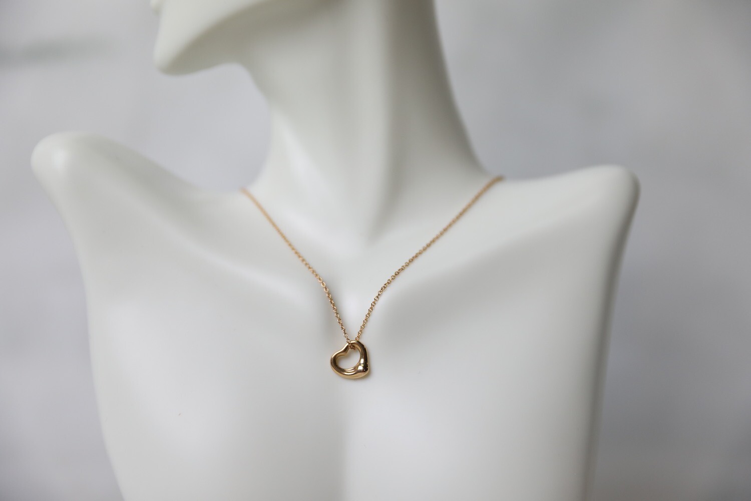 Tiffany Elsa Peretti Open Heart Pendant Necklace, Rose Gold, Preowned WA001