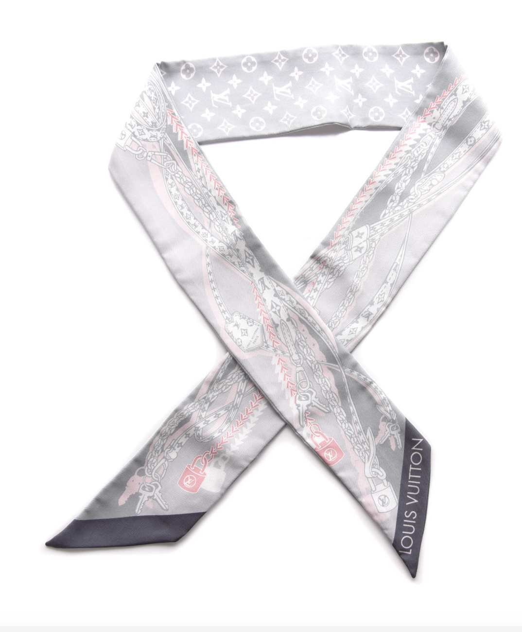 Louis Vuitton Twilly Dreamonogram Grey with Pink, New in Tissue (No Box)