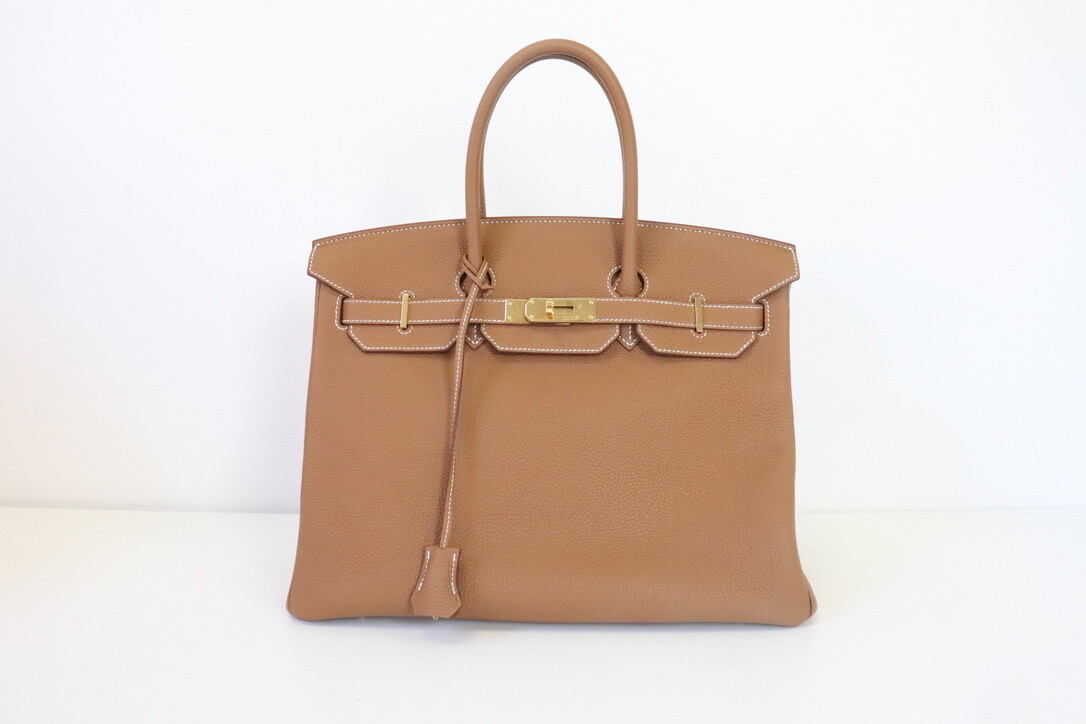 Hermes Birkin 35 Gold Togo Leather with Gold Hardware, Preowned in  Box (2019)