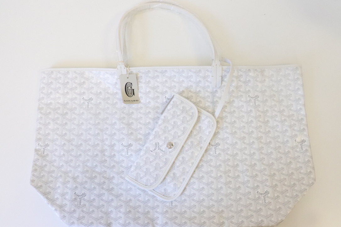 GOYARD Tote Bag Pouch SAINT LOUIS GM White Shopping Purse Unisex Auth New  proof