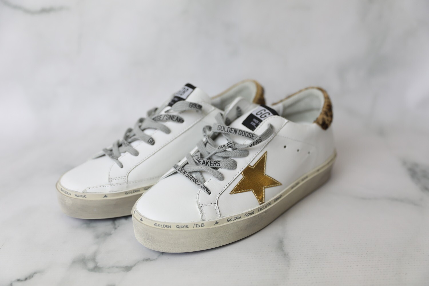 Golden Goose Sneakers with Leopard Calf Hair, Size 39, New in Box WA001