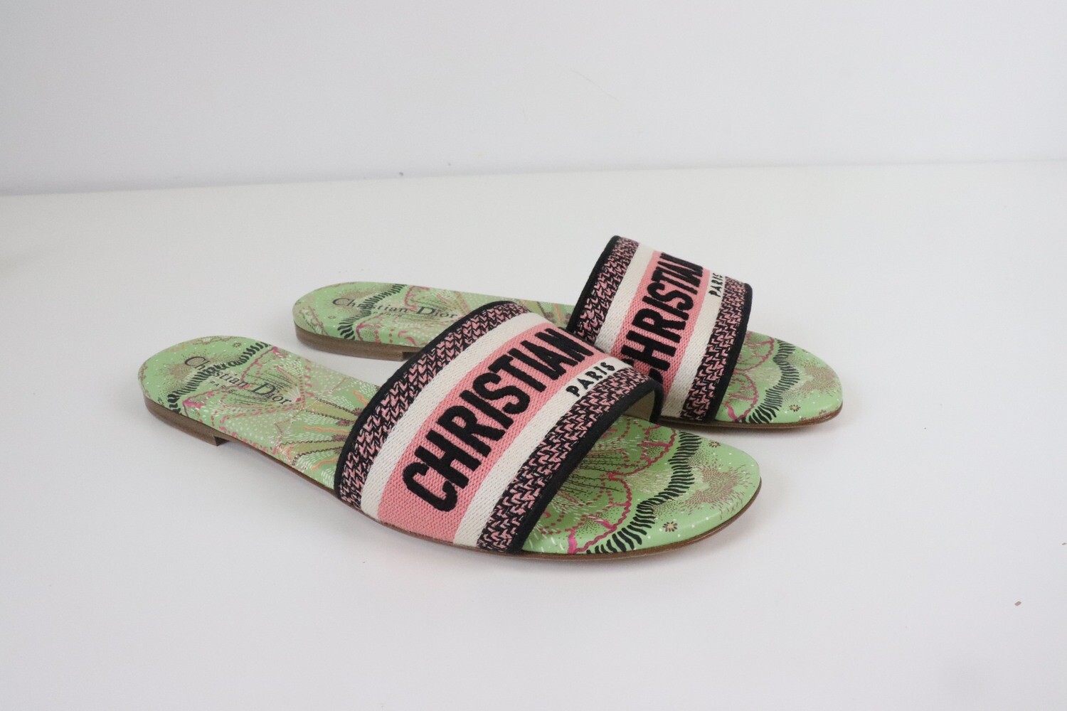 Dior DWay Slides, Green, New in Box