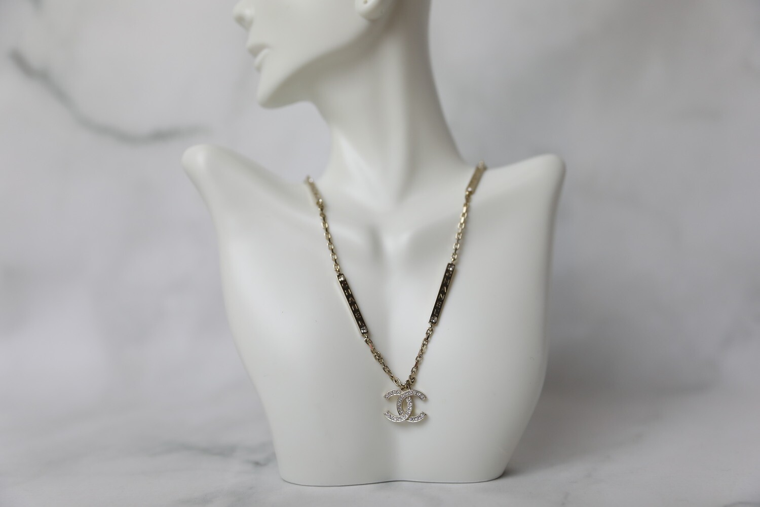 Chanel Necklace with Bars and Crystal CC, New in Box WA001