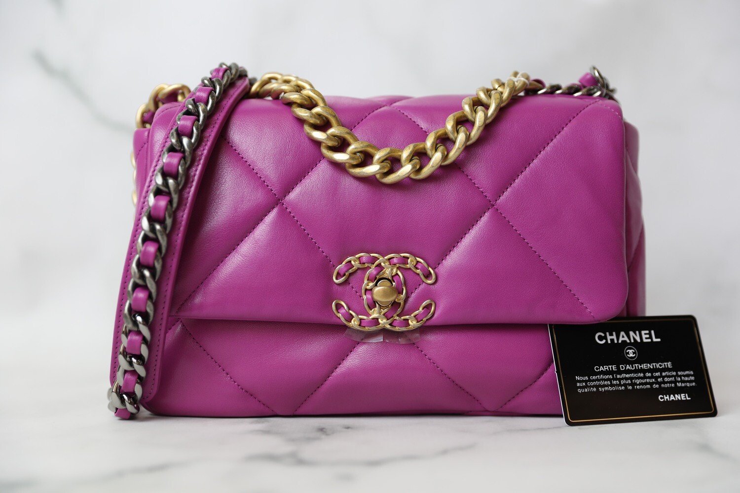 Chanel 19 Classic, Purple Lambskin, New in Box WA001