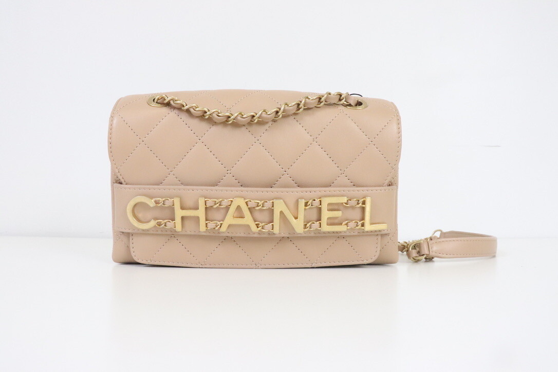 Chanel Beige Bag with Antique Gold Hardware, As New in Box