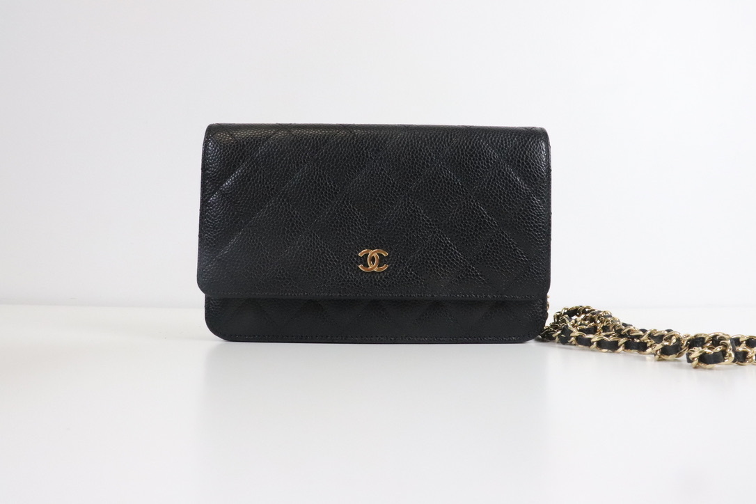 Chanel Wallet on Chain, Black Caviar Leather, Gold Hardware, New Condition,  in Box