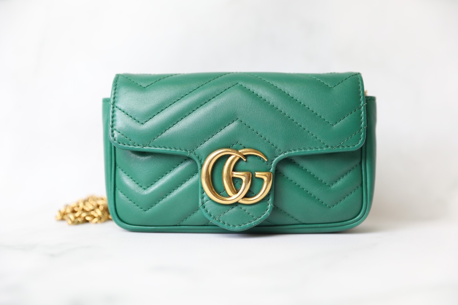Gucci Marmont Super Mini, Green, Preowned in Box WA001