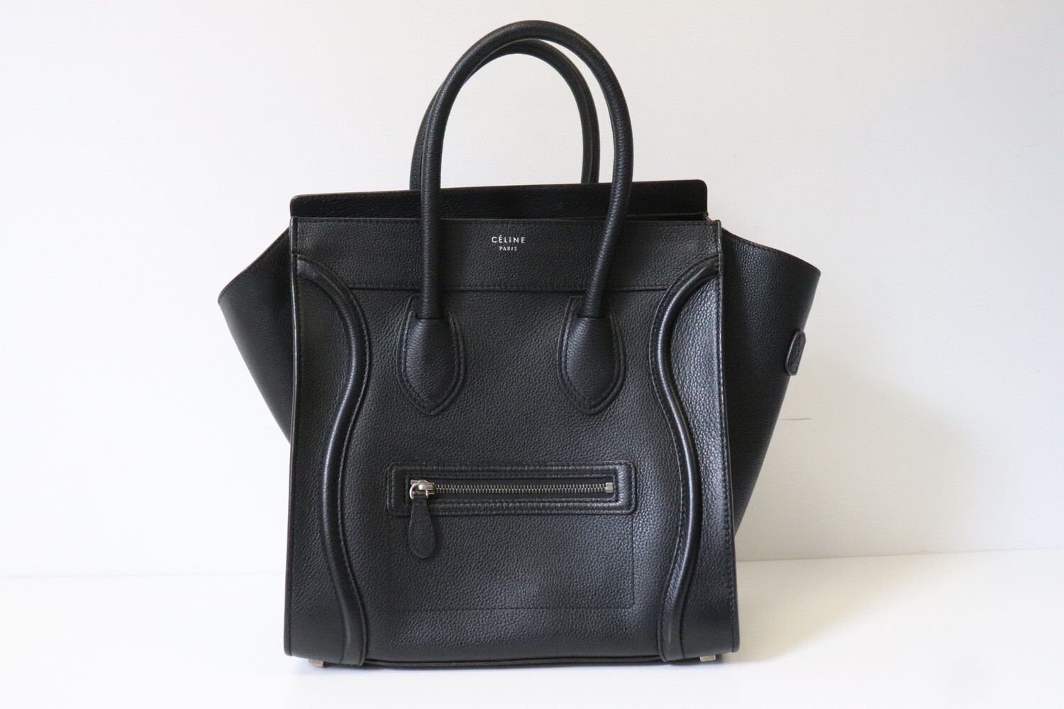 Celine Luggage Mini (Large) Black Pebbled Leather, Preowned - No Dustbag