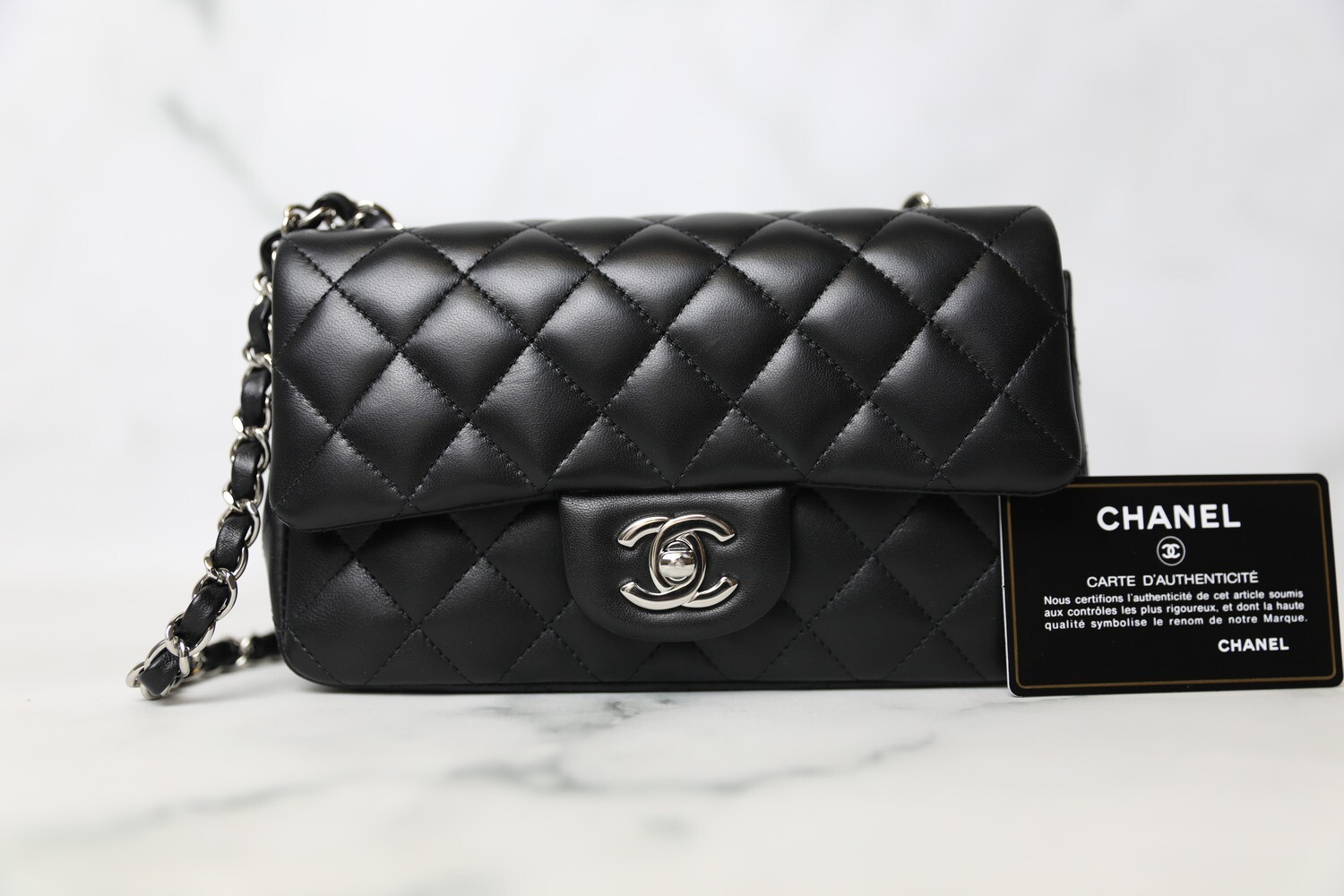 Chanel Classic Mini Rectangular, So Black Lambskin, New in Box WA001