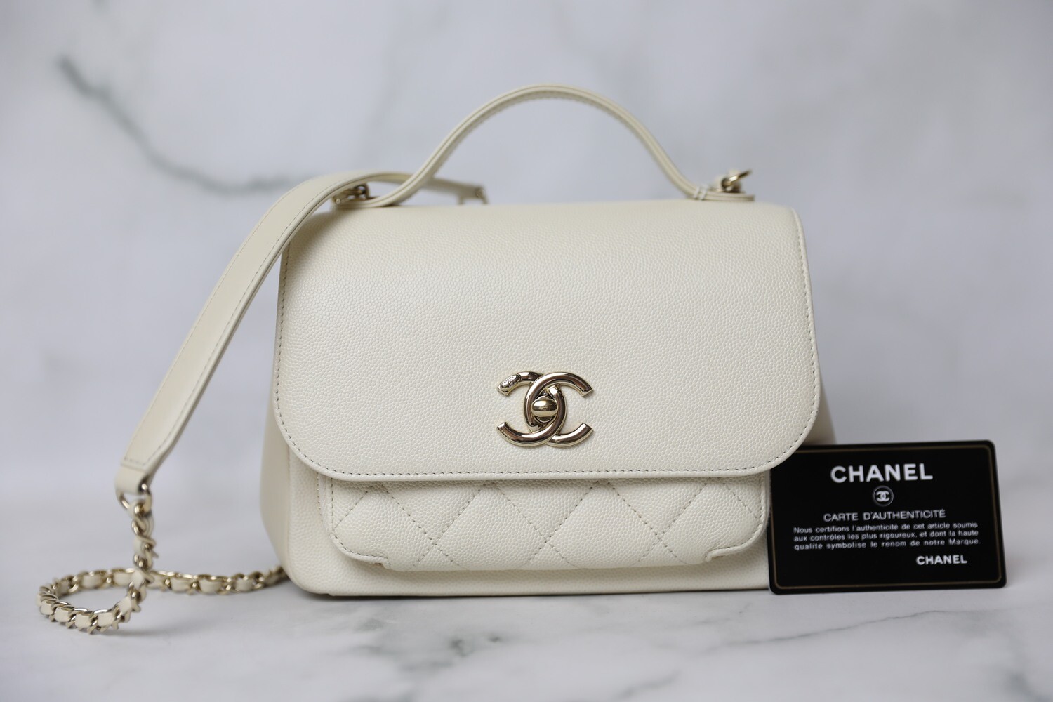 Chanel Business Affinity Small, White Caviar with Gold Hardware, Preowned  no Dustbag WA001