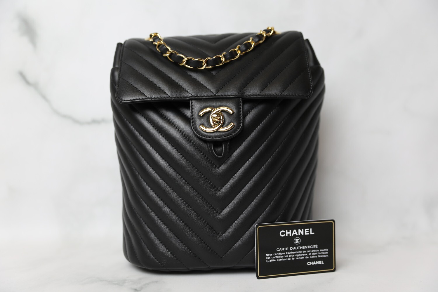 CHANEL Urban Spirit Black Chevron Calfskin Large Backpack – Luxury Labels