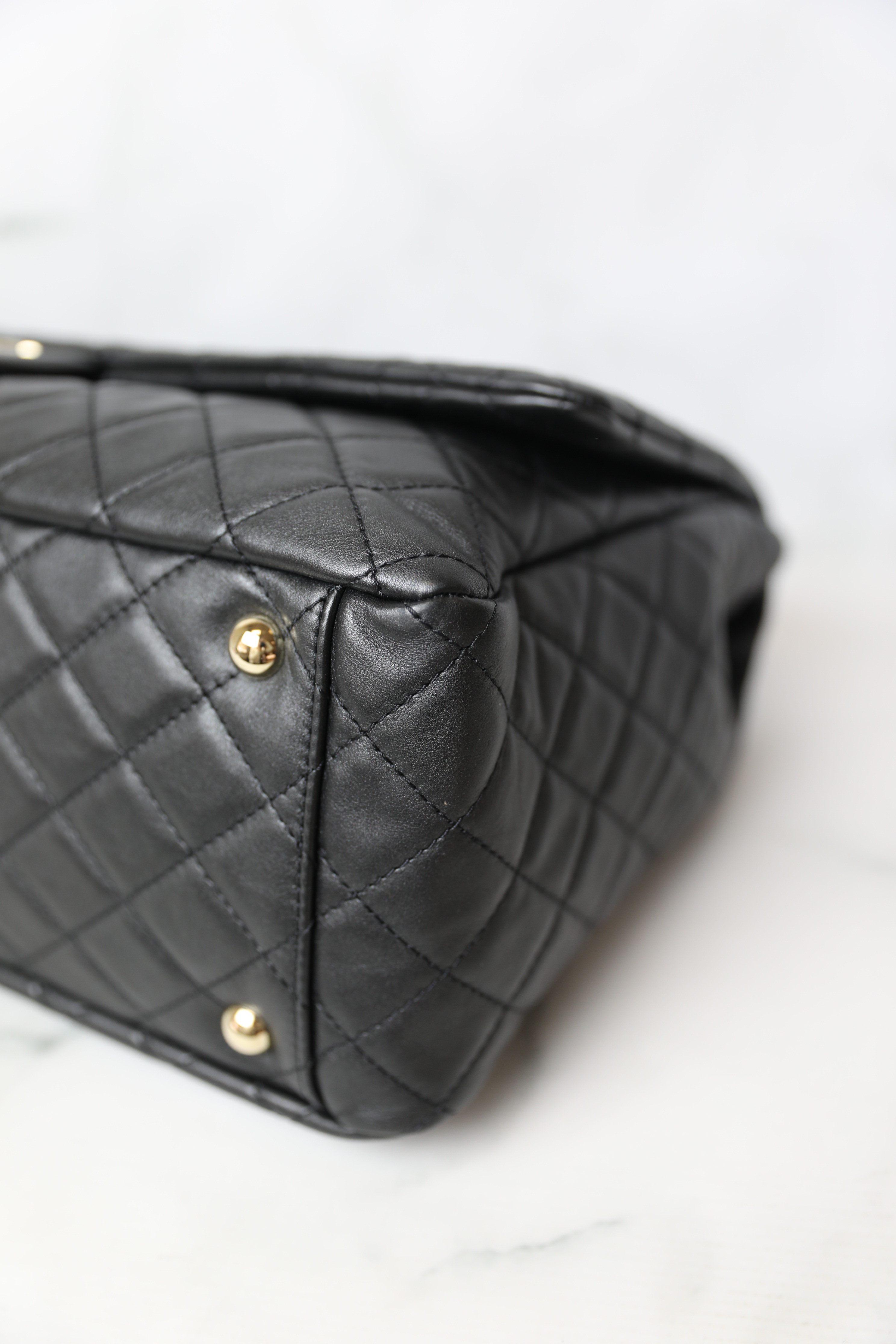 Chanel XXL Airline Flap, Charcoal Iridescent Calfskin with Gold