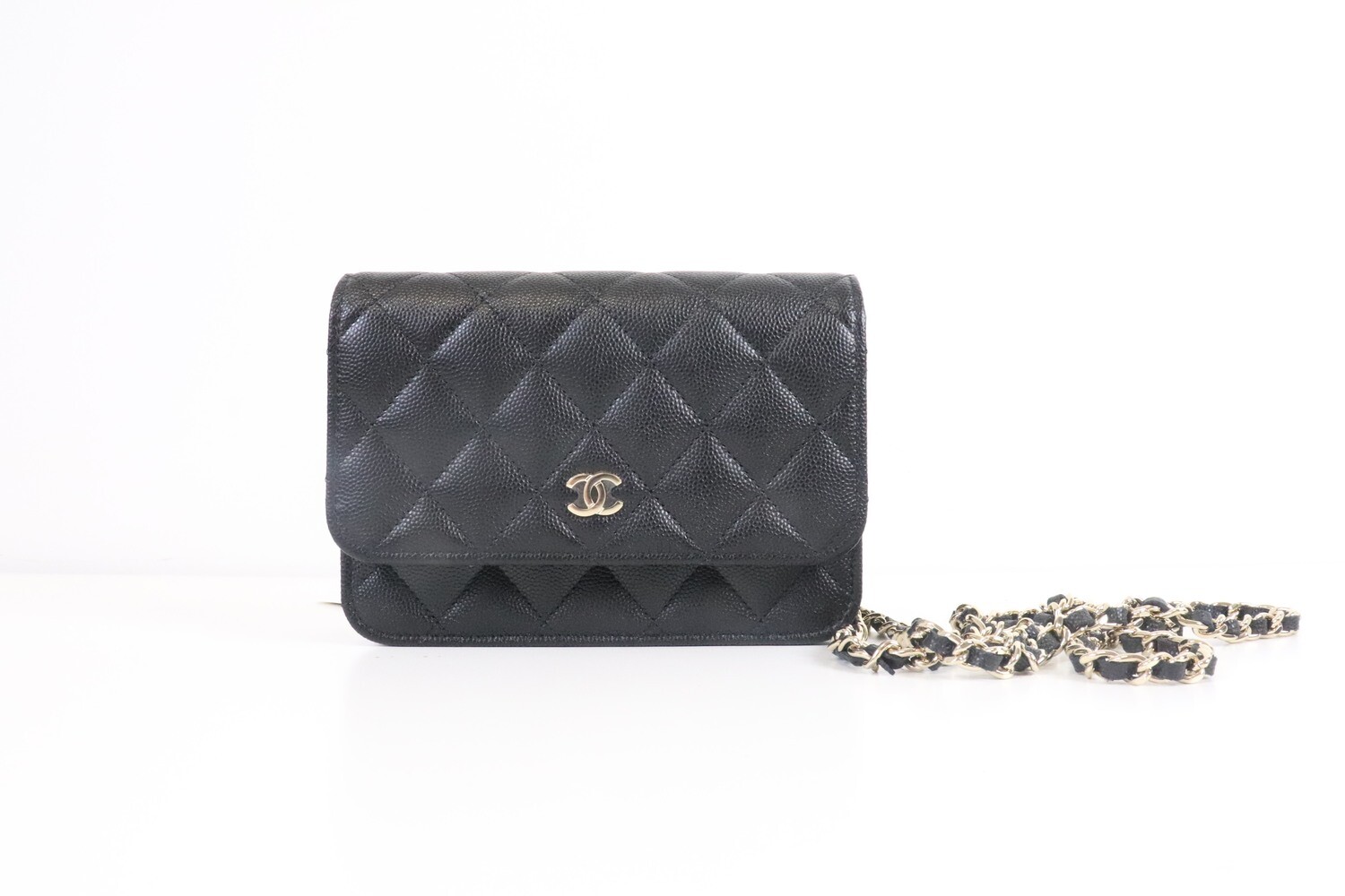 Chanel Wallet on Chain Mini Black Caviar Leather, Gold Hardware, New in Box GA001