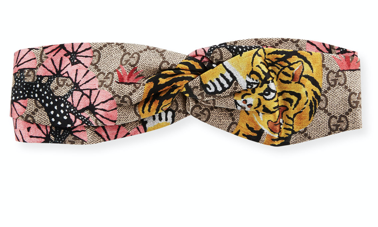 Gucci Headband Silk Bengal Tiger Print Headband, New - No Box