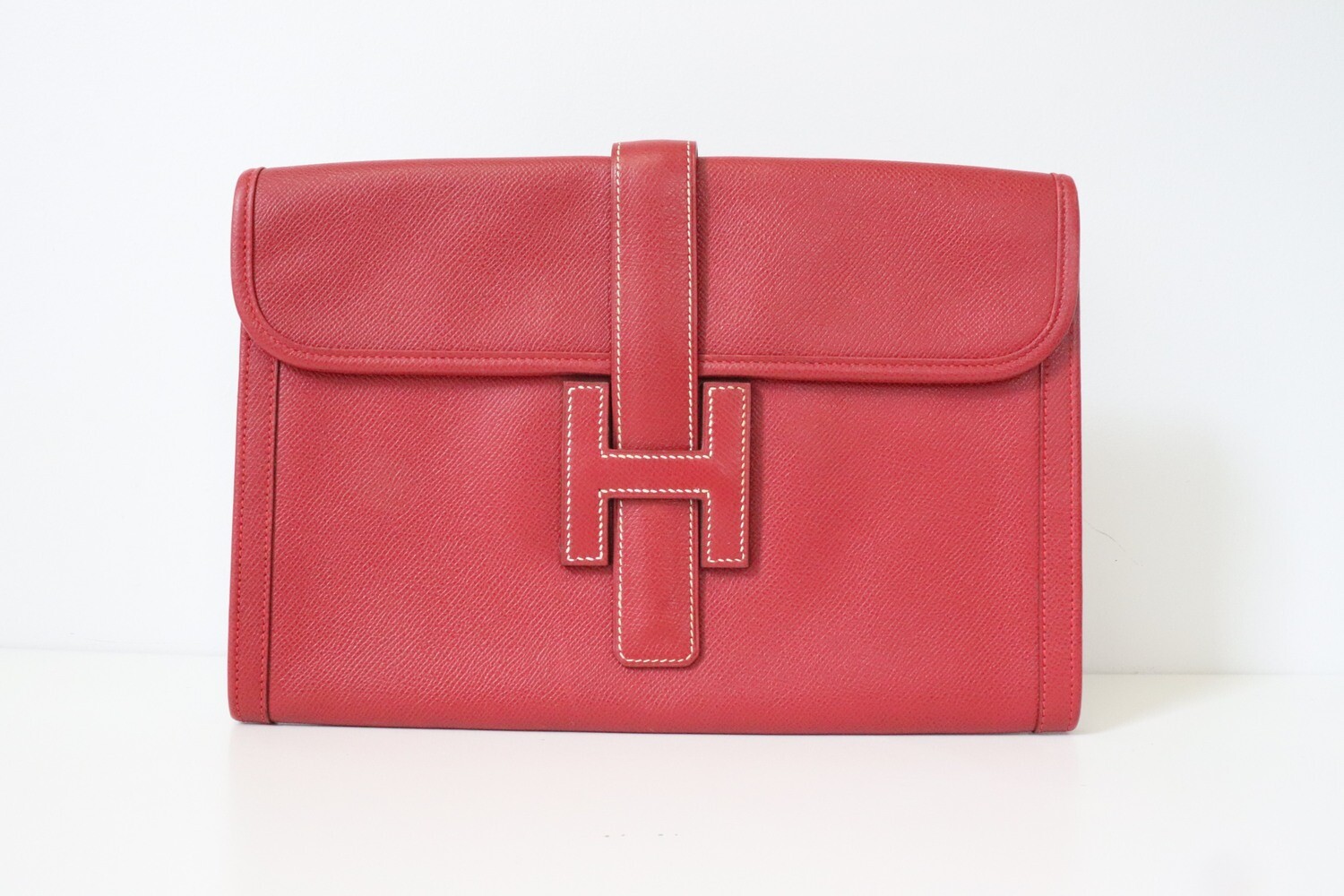 Hermes Jinge Clutch Red, Preowned - No Dustbag