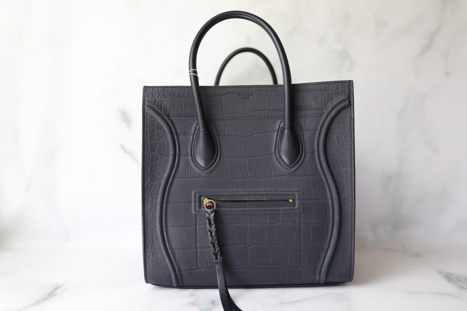 Celine Phantom Luggage Medium, Navy Croc Embossed Nubuck, As New in Dustbag WA001
